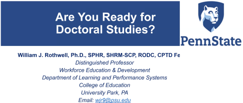Dr. Rothwell conference - Are you ready for Doctoral Studies?